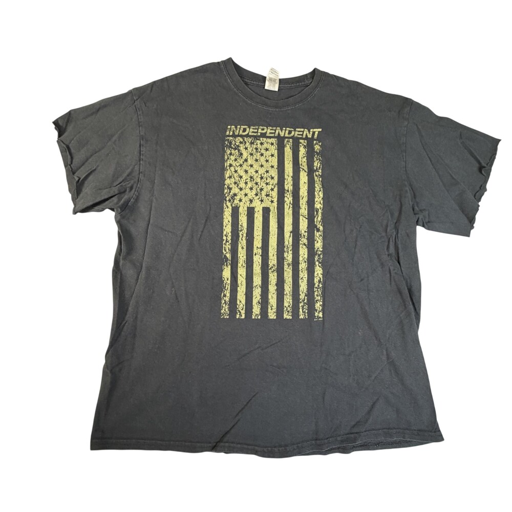 Gildan Shirt Mens XL Black Independent USA Flag Graphic Tee Patriotic Back Print